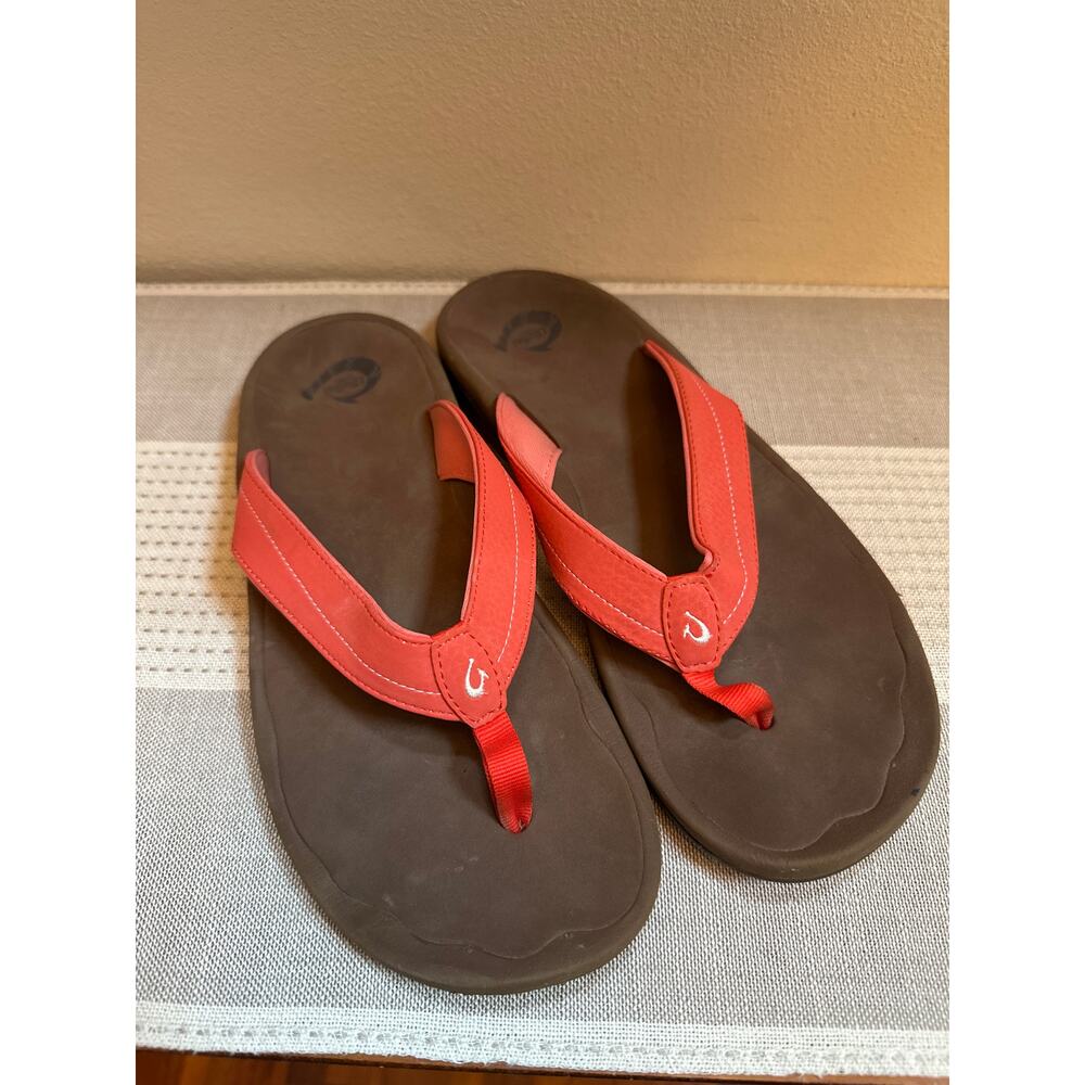 Olukai Ohana Sandals Flip Flops in Hot Coral Size 9 Summer Flip Flops